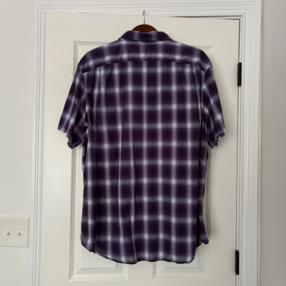 Apt 9 Men’s Short Sleeved Dark Purple Plaid Causal Button Down XXL Shirt - Picture 2 of 5